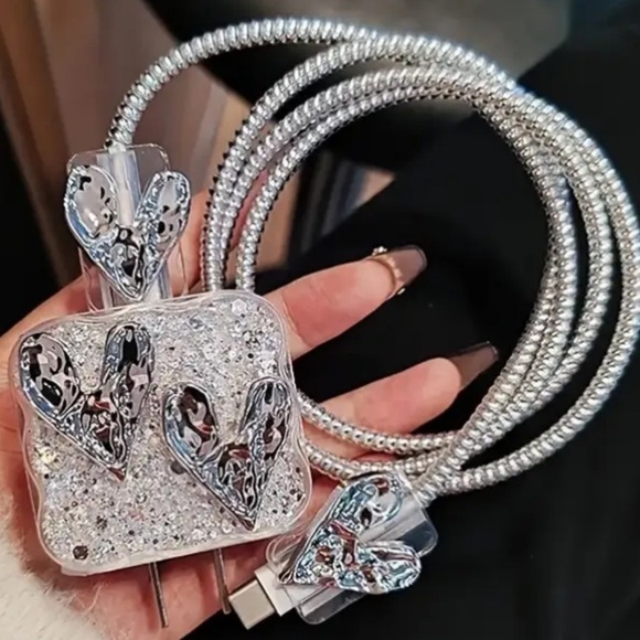 Glitter Love Heart Charger Case Compatible with iPhone 11/12/13/14/15 Pro Max - Picture 13 of 13